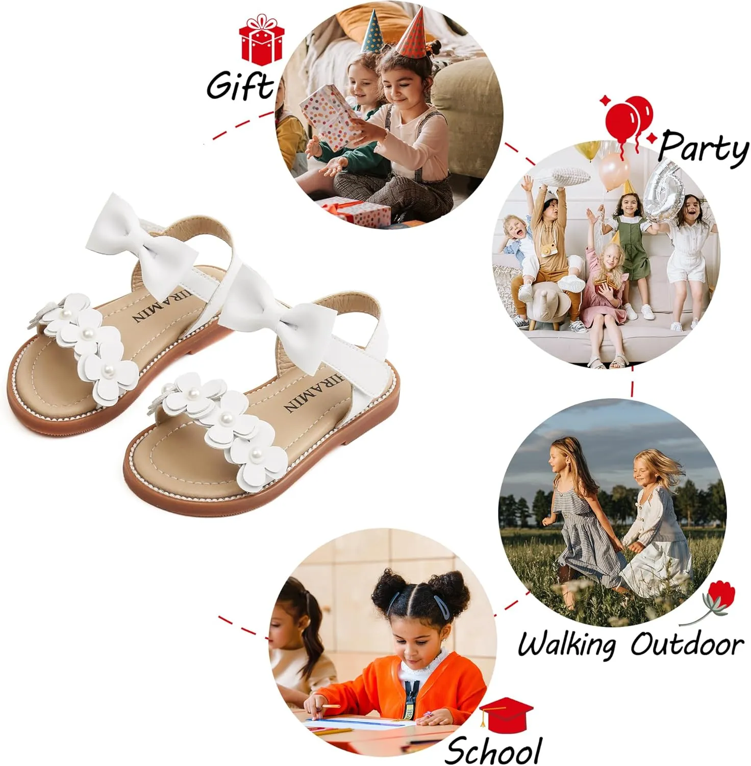 Toddler Girl Sandals - Flower Girl Summer Dress Shoes Open Toe Little Kid Wedding Party