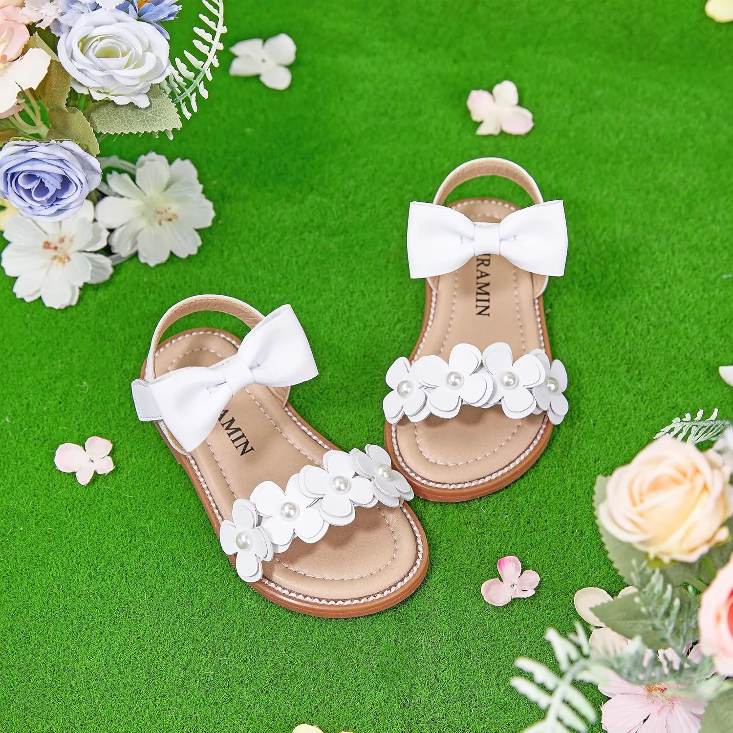 Toddler Girl Sandals - Flower Girl Summer Dress Shoes Open Toe Little Kid Wedding Party