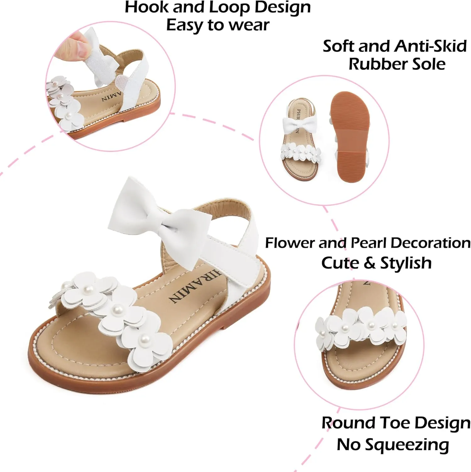 Toddler Girl Sandals - Flower Girl Summer Dress Shoes Open Toe Little Kid Wedding Party