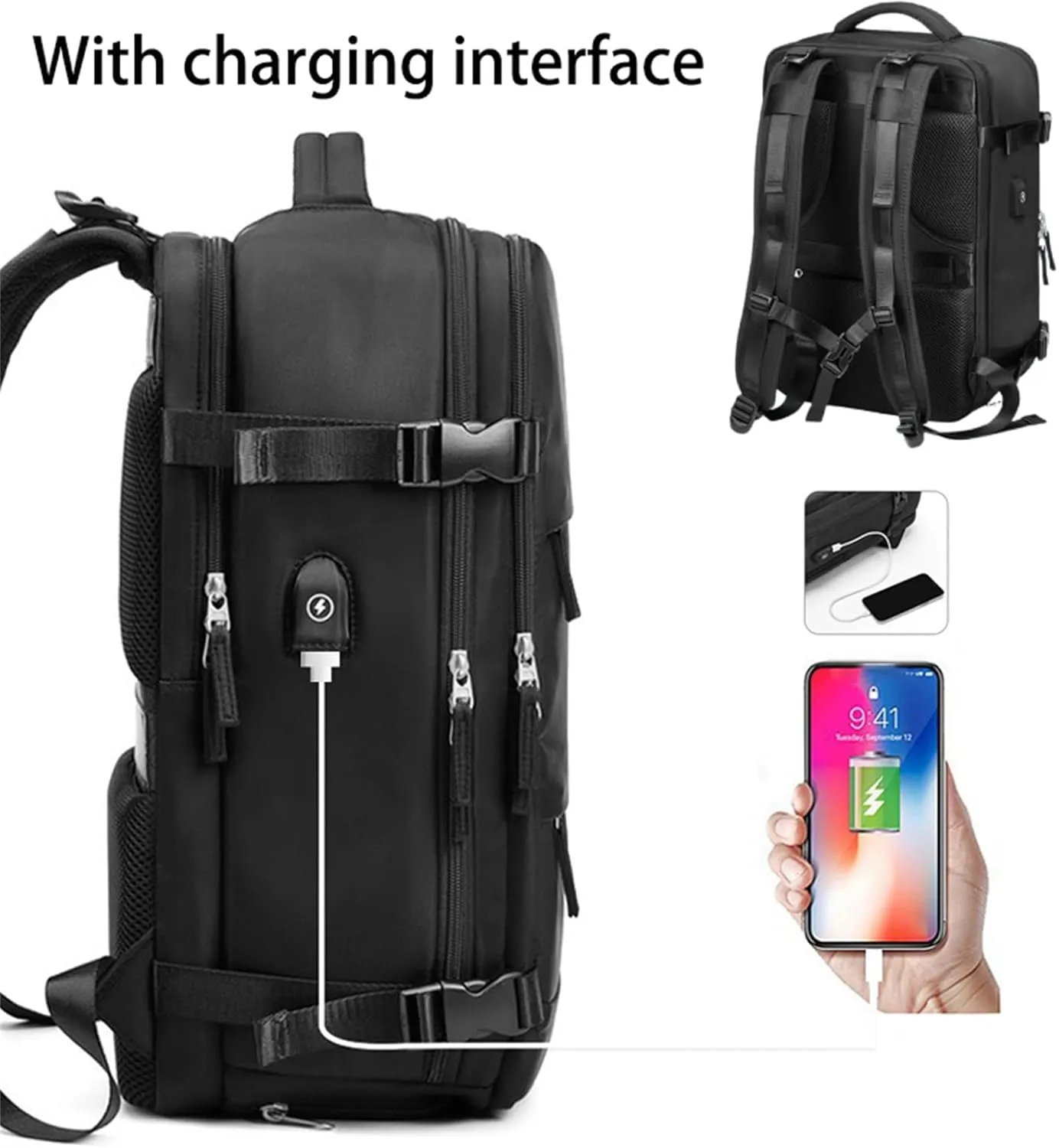 Tourism Backpack, Travel Backpack for Women Airline Approved, Hiking Bag, Anti Theft Business Backpack with Shoes Compartment (Gray)
