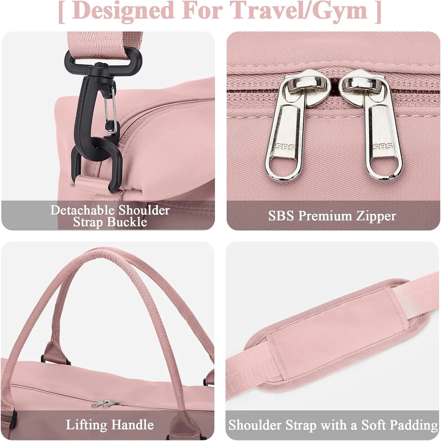 Travel Duffel Bag with Shoes Compartment, Overnight Weekender Bags for Women, Carry on Personal Item Travel Set