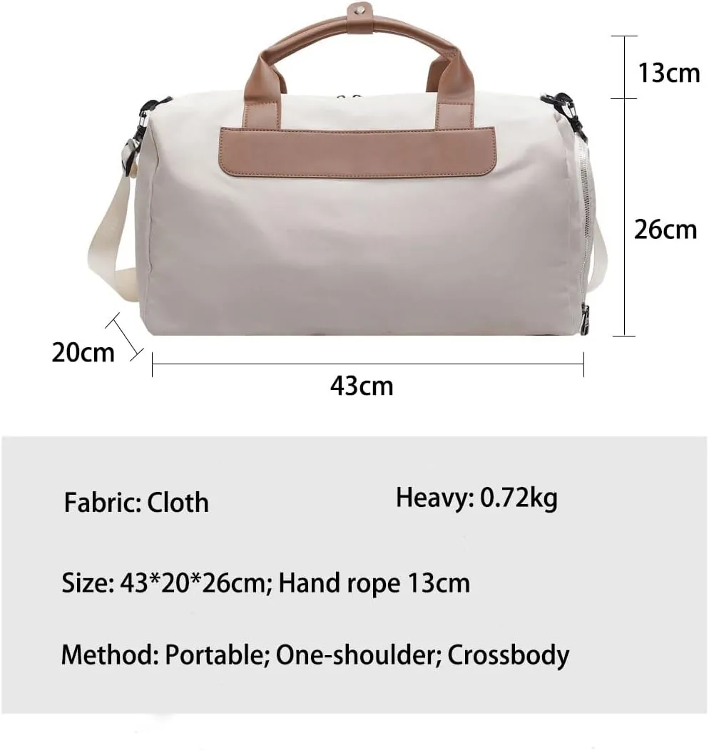 Travel Duffel Bags with Shoes Compartment Dry and wet separation Overnight Bag Carry-On sport bag (Pink)