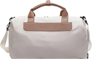 Travel Duffel Bags with Shoes Compartment Dry and wet separation Overnight Bag Carry-On sport bag (White)
