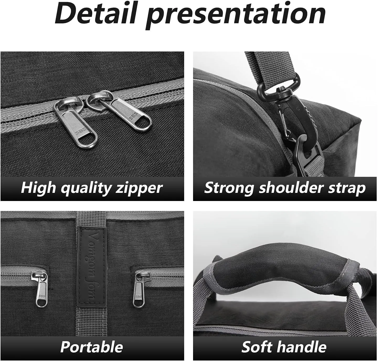 travel Duffle Bag, 65L Foldable Travel Duffel Bag with Shoes Compartment Overnight Bag (BLACK COLOR)