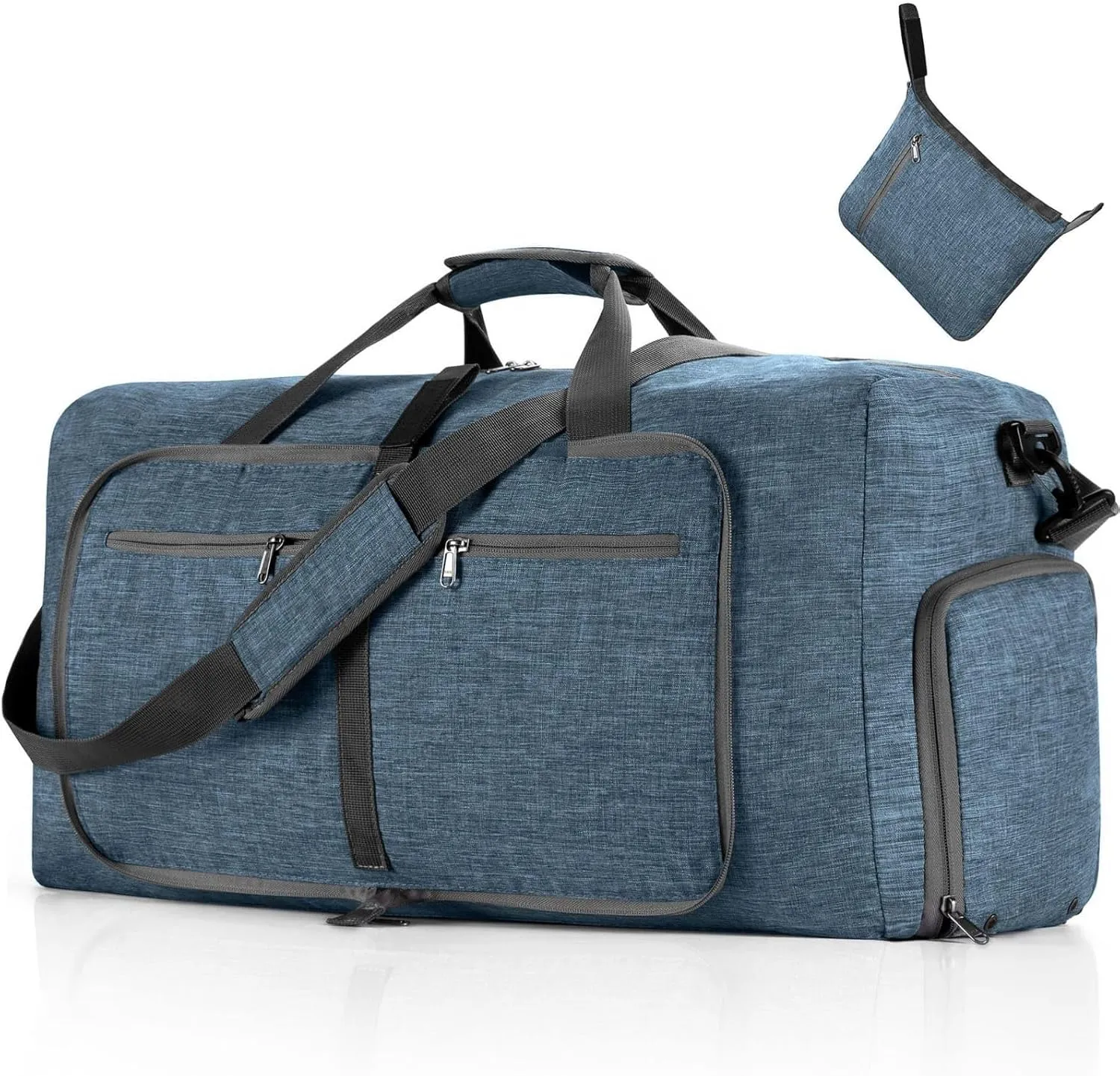 travel Duffle Bag, 65L Foldable Travel Duffel Bag with Shoes Compartment Overnight Bag (BLUE COLOR)