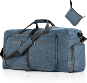 travel Duffle Bag, 65L Foldable Travel Duffel Bag with Shoes Compartment Overnight Bag (BLUE COLOR)