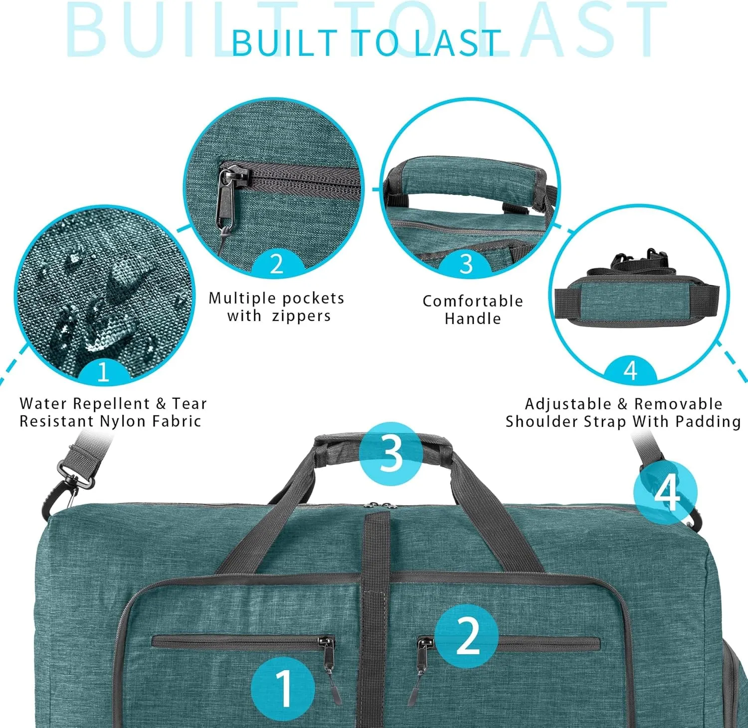 Travel Duffle Bag for Men, Foldable Travel Duffel Bag with Shoes Compartment, F Green, 115L