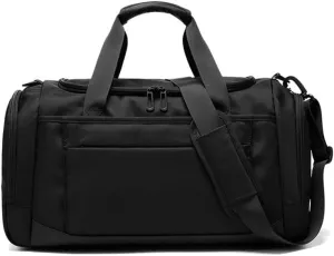 Travel Duffle Bag for Men, Travel Duffel Bag with Shoes Compartment Overnight Bag for Men Women Waterproof, Black