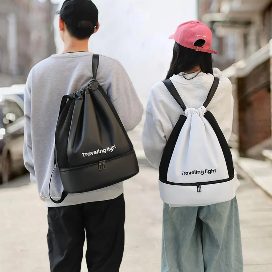 Travel Hiking Daypack, Portable Water-Resistant Clothes Shoes Compartment Gym Bag Swim Bag Sports Pack (Black)