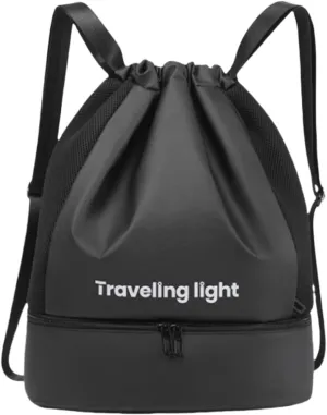 Travel Hiking Daypack, Portable Water-Resistant Clothes Shoes Compartment Gym Bag Swim Bag Sports Pack (Black)