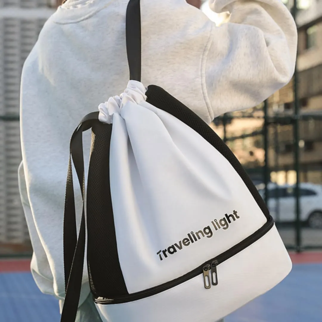 Travel Hiking Daypack, Portable Water-Resistant Clothes Shoes Compartment Gym Bag Swim Bag Sports Pack (White)