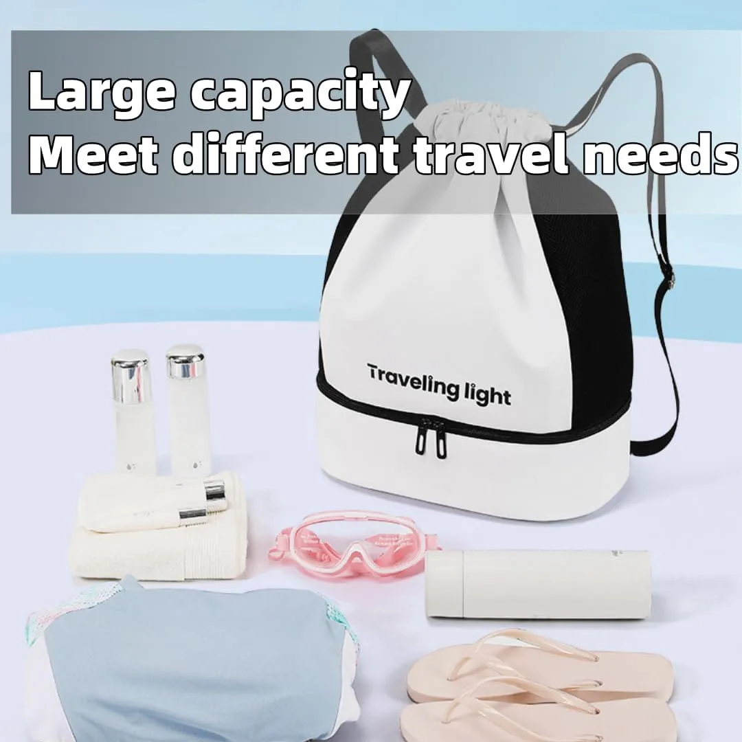 Travel Hiking Daypack, Portable Water-Resistant Clothes Shoes Compartment Gym Bag Swim Bag Sports Pack (White)