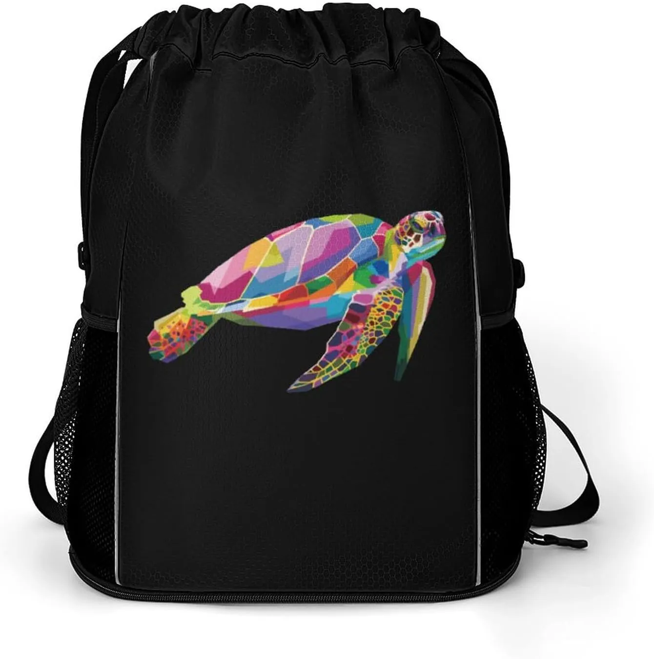 Tropical Small Turtles Drawstring Backpack String Bag Sports Gym Sackpack with Side Pocket Shoes Compartment