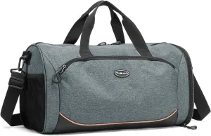 TUGUAN Small Gym Bag for Men with Shoes Compartment & Wet Pocket Travel Duffle Bag Duffel Bag Sports Gym Tote Workout Bag, Grey, gym bag 19*9.5*10 inches, Gym Bags With Wet Pocket & Shoes Compartment