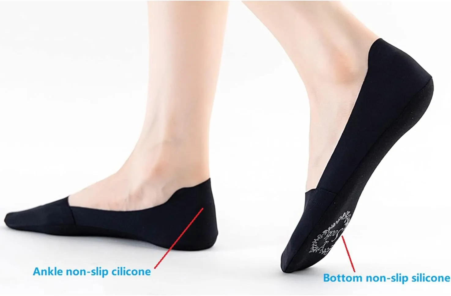 VFM 6/8 Pairs Women's No Show Ultra Low Cut Liner Socks - Ice Feeling, Non-Slip, Invisible, Thin