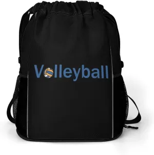 Volleyball Balls Drawstring Backpack String Bag Sports Gym Sackpack with Side Pocket Shoes Compartment