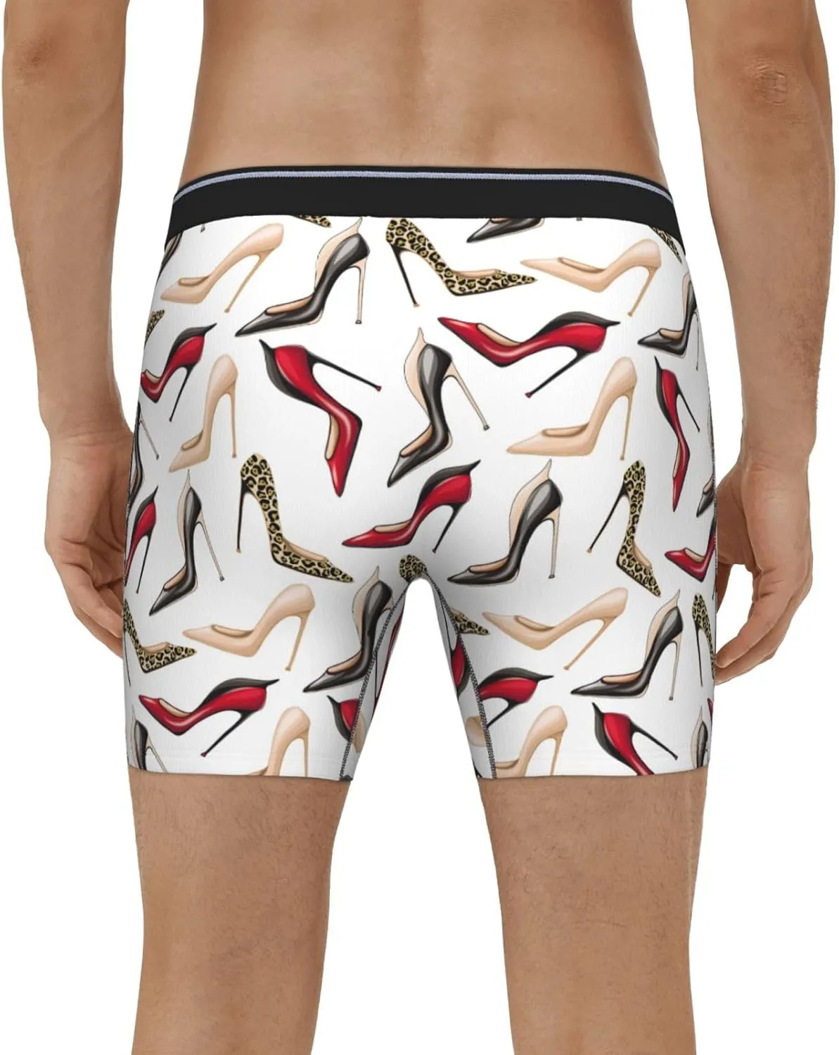 VOSERY high-heeled shoes cute print Mens Underwear Boxer Briefs, Soft Breathable Extended Length Boxers Briefs for Men