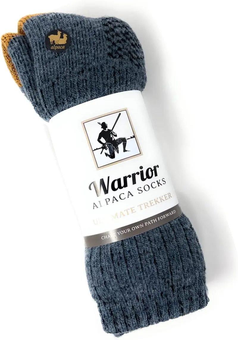 WARRIOR ALPACA SOCKS - Unisex Ultimate Toasty Trekkers - Thick, Warm, Alpaca Socks For Men & Women to Wear with Shoes.