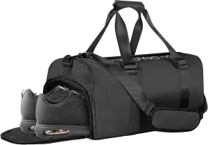 Waterproof Gym Bag for Women and Men with Shoes Compartment, Lightweight Duffel Bag (Black)