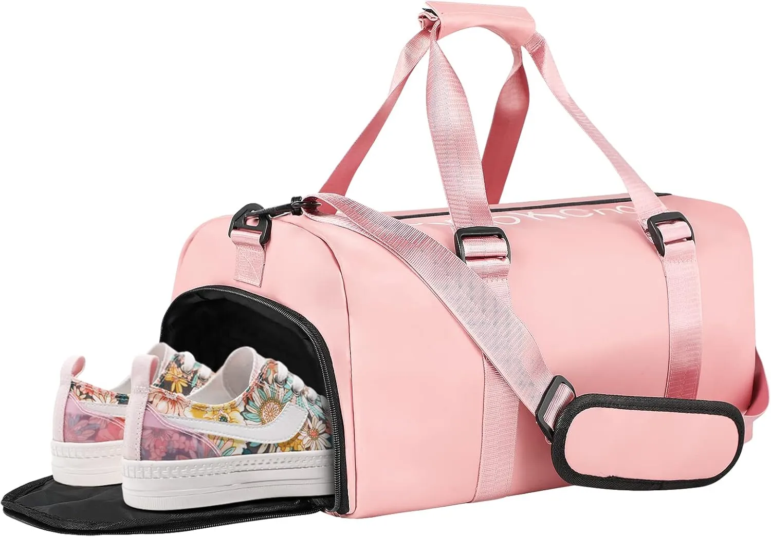 Waterproof Gym Bag for Women and Men with Shoes Compartment, Lightweight Duffel Bag (Pink)