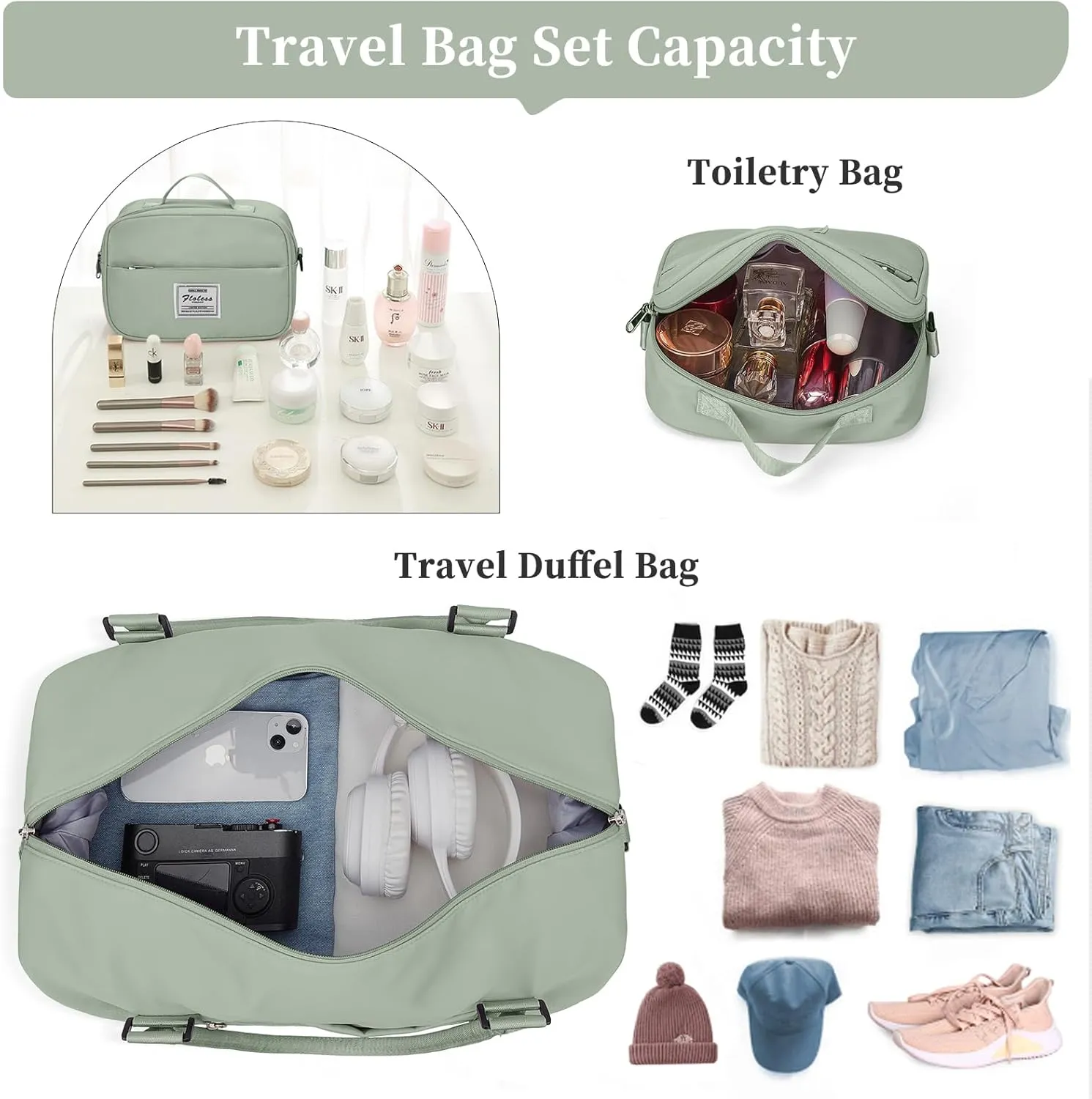 Weekender Bags for Women,Personal Item Travel Bag with Shoes Compartment,Overnight Travel Duffel Bag with Toiletry Bag