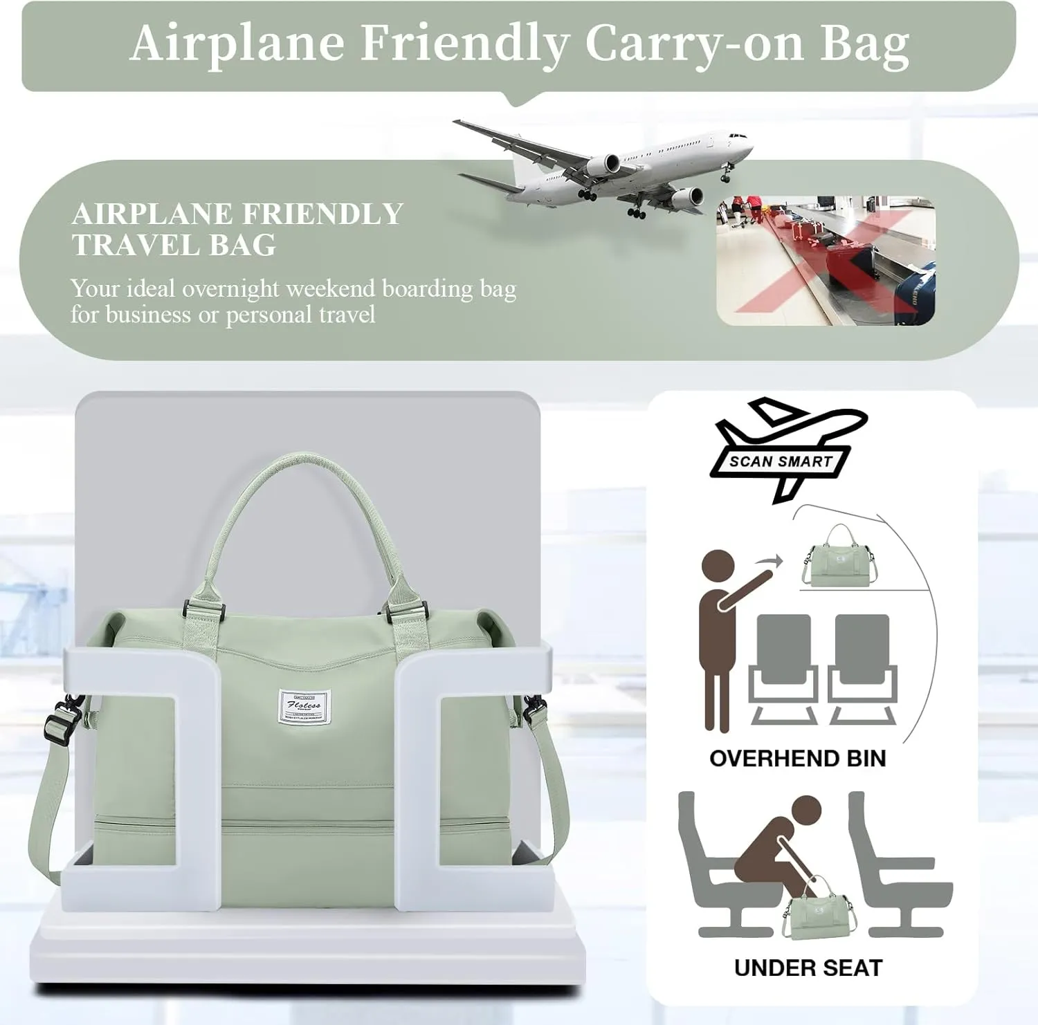 Weekender Bags for Women,Personal Item Travel Bag with Shoes Compartment,Overnight Travel Duffel Bag with Toiletry Bag