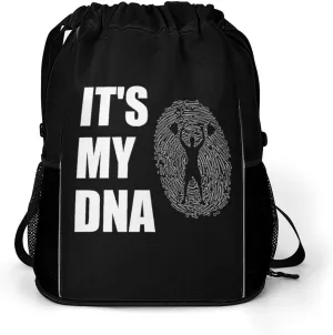 Weightlifting It'S My Dna Weightlifter Drawstring Backpack String Bag Sports Gym Sackpack with Side Pocket Shoes Compartment
