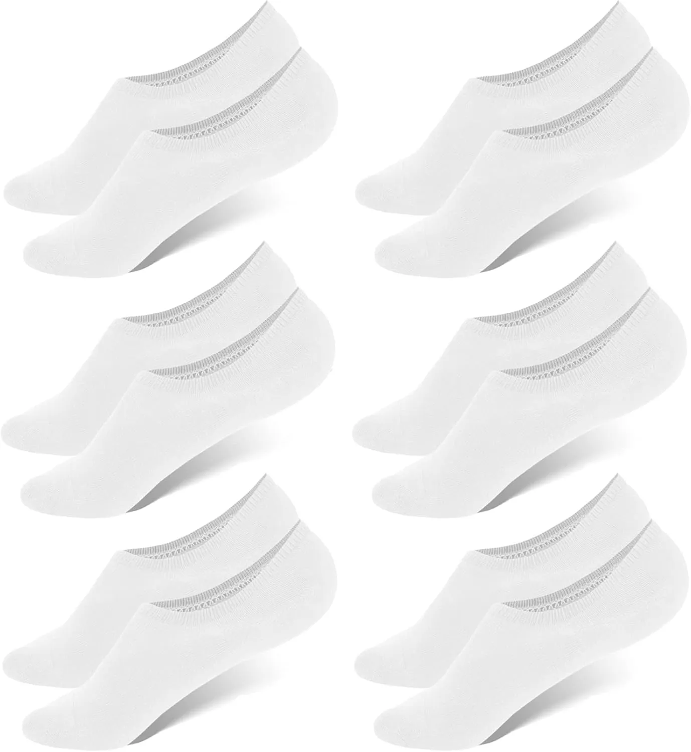 WHISPER DEER No Show Low Cut Socks Men - Invisible Casual Cotton Loafer Socks With Non-Slip Grip (3/6/12 Packs)