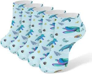 Women Low Ankle Ankle Athletic Socks, 5 Pairs No-Show Socks, Novelty Casual Ladies No-Show Socks for Daily Wear