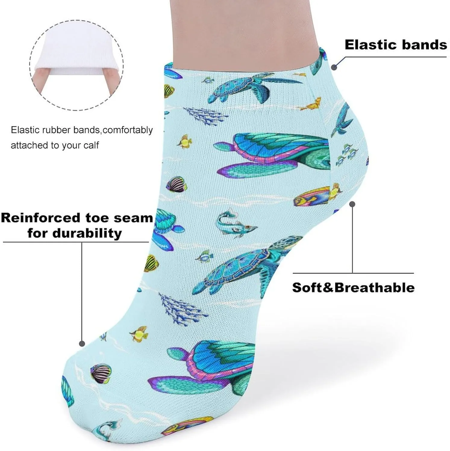 Women Low Ankle Ankle Athletic Socks, 5 Pairs No-Show Socks, Novelty Casual Ladies No-Show Socks for Daily Wear