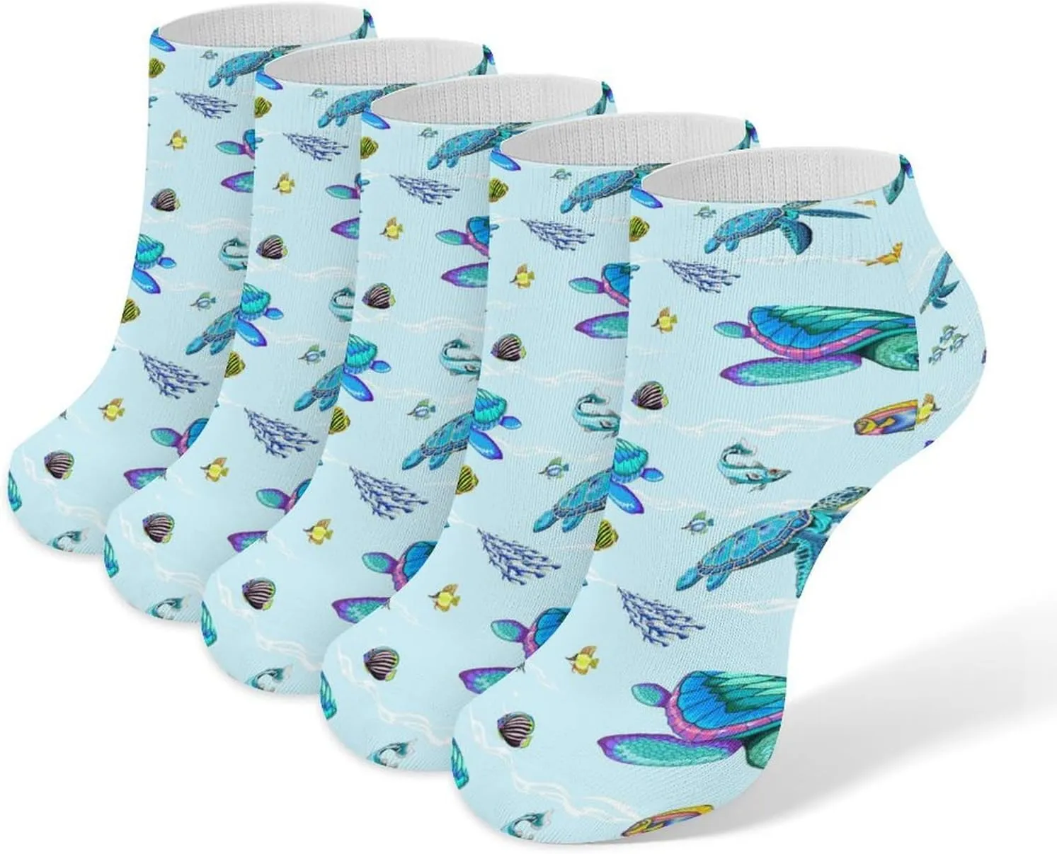 Women Low Ankle Ankle Athletic Socks, 5 Pairs No-Show Socks, Novelty Casual Ladies No-Show Socks for Daily Wear