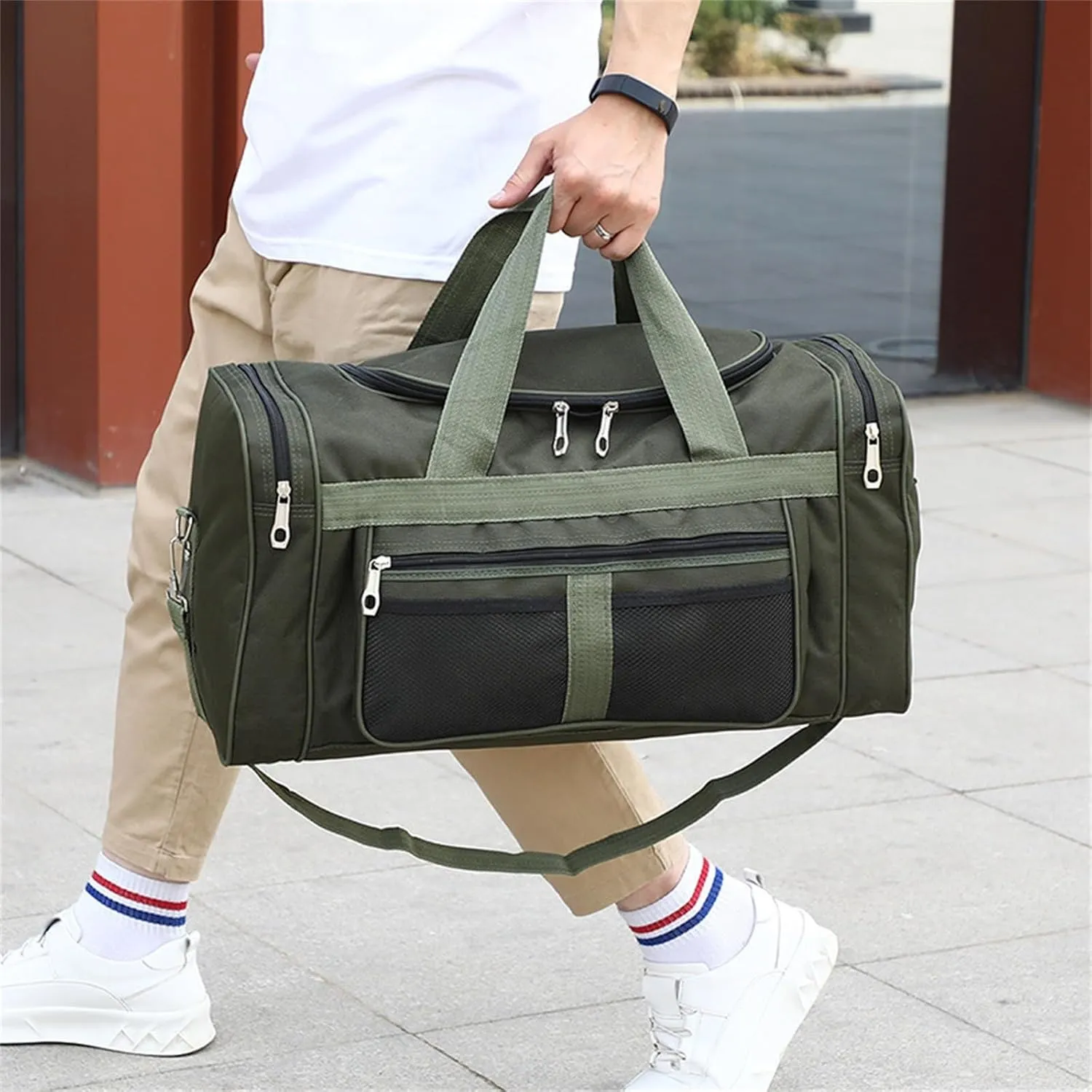 Womens Mens Handbags Large Capacity Travel Duffle Bags Foldable Bag with Shoes Compartment And Adjustable Strap