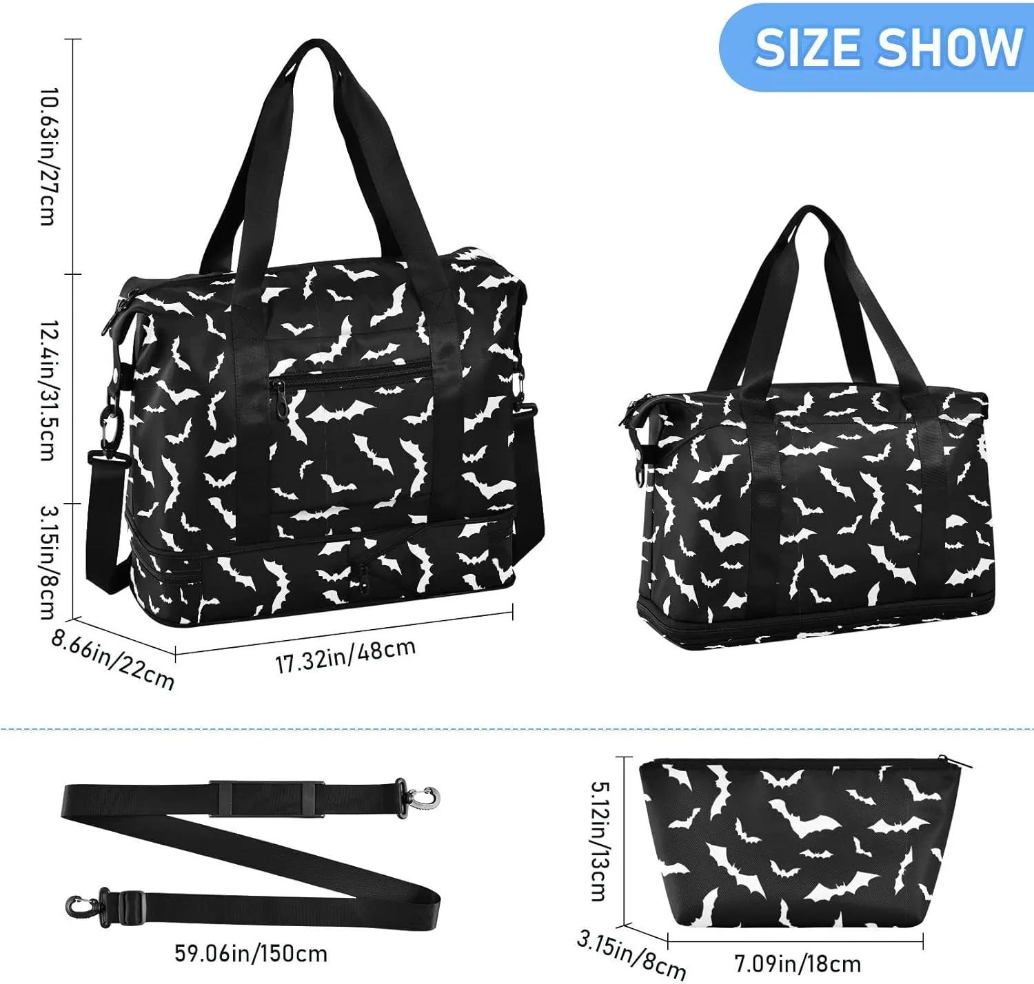Women's Weekender Duffle Bag for Travel and Gym with Toiletry and Shoes Compartment
