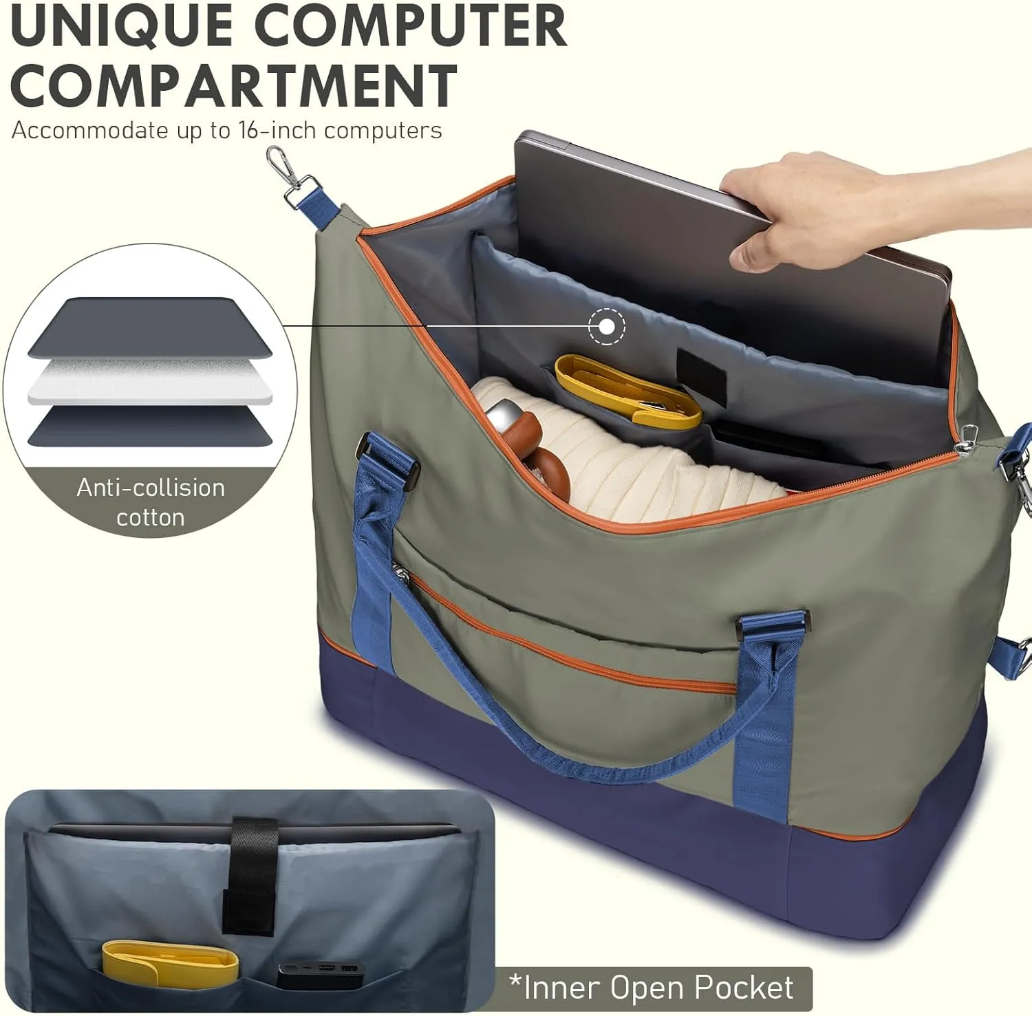 WOOMADA Weekender Overnight Bag for Women, Shoulder Travel Duffel with Shoes Compartment,Gym Bag with Toiletry Bag
