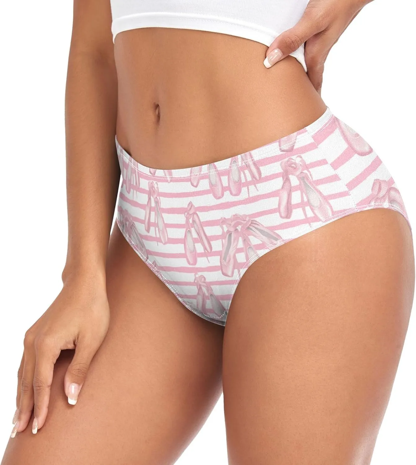 xigua Ballet Shoes Women Underwear No Show, Breathable Stretch Cotton Underwear, Comfortable Panties for Lady