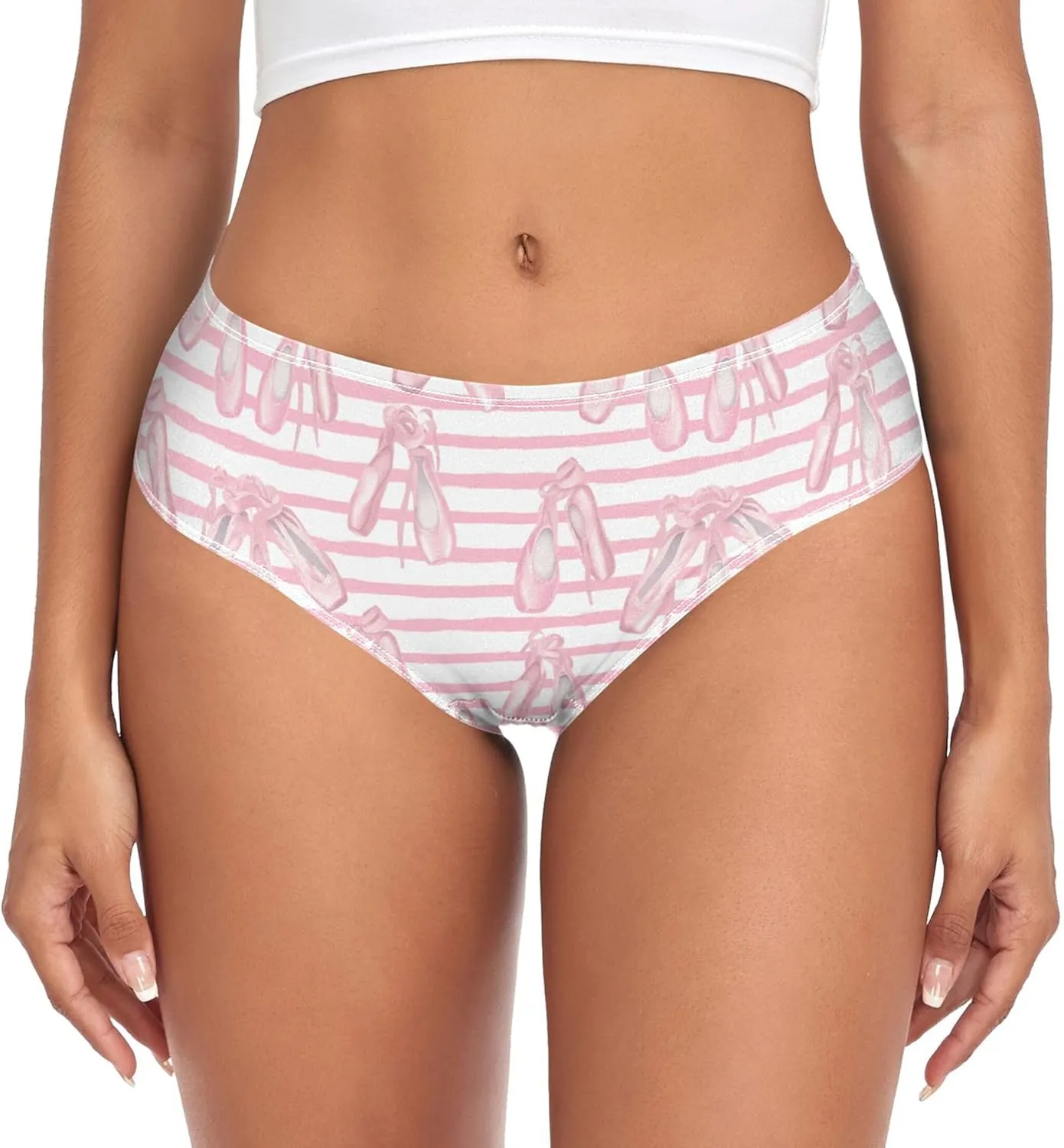 xigua Ballet Shoes Women Underwear No Show, Breathable Stretch Cotton Underwear, Comfortable Panties for Lady