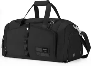YOUNGOA Sports Duffel Bag,Gym Bag with Shoes Compartment & Shoulder Strap,25L Waterproof Travel Duffel Bag,Holdall Bag for Sports,Gym,Travel, Black, Gym Bag with Shoes Compartment & Shoulder Strap