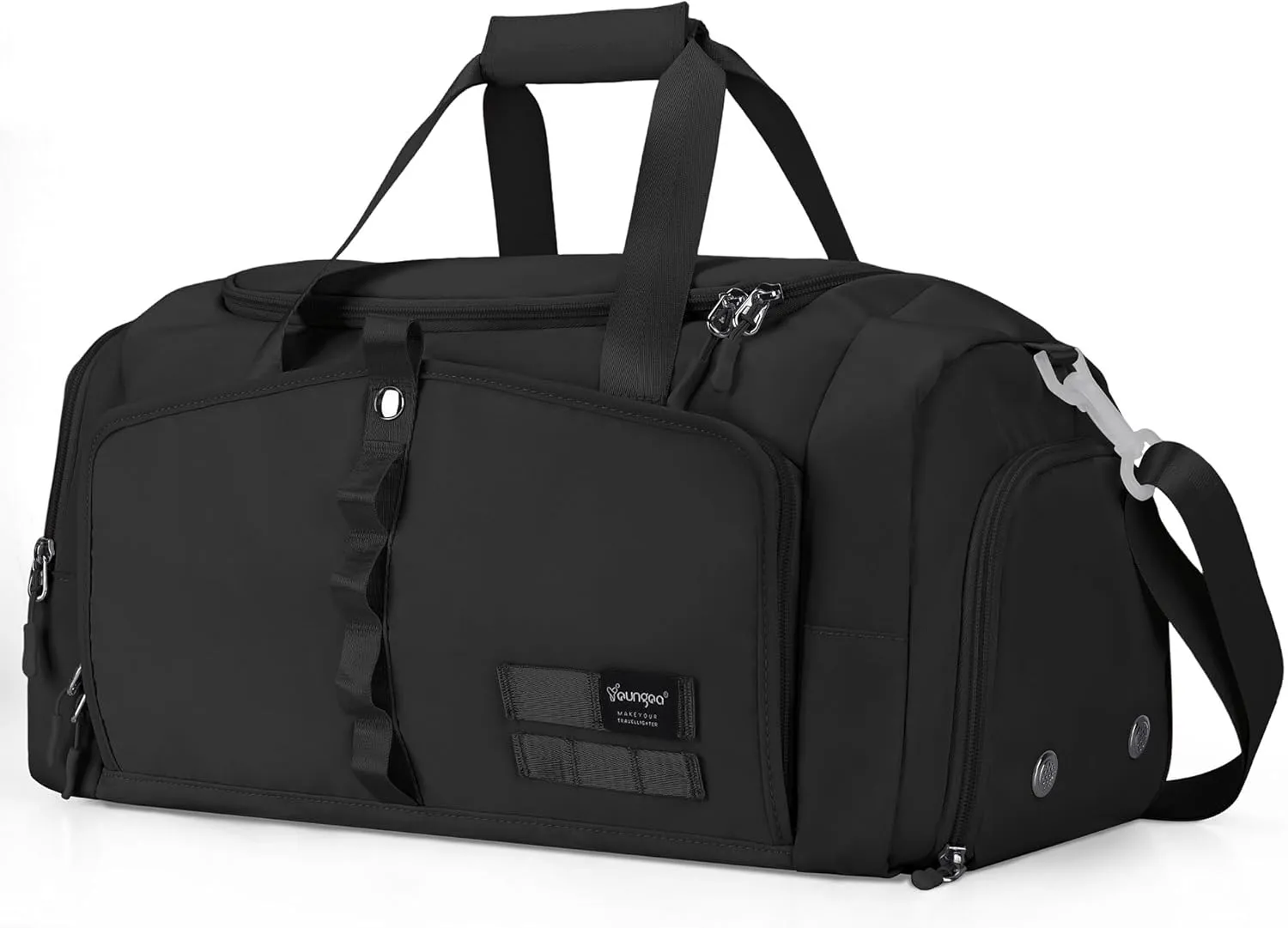 YOUNGOA Sports Duffel Bag,Gym Bag with Shoes Compartment & Shoulder Strap,25L Waterproof Travel Duffel Bag,Holdall Bag for Sports,Gym,Travel, Black, Gym Bag with Shoes Compartment & Shoulder Strap